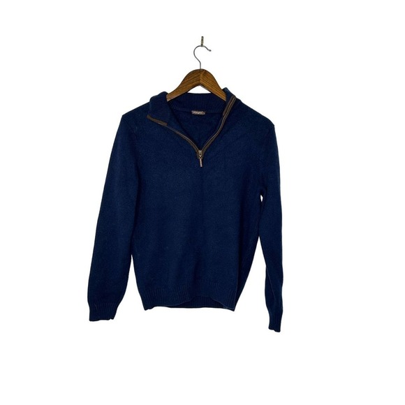 J. McLaughlin Size M Navy 100% Cashmere 1/2 Zip Pullover - Picture 2 of 5